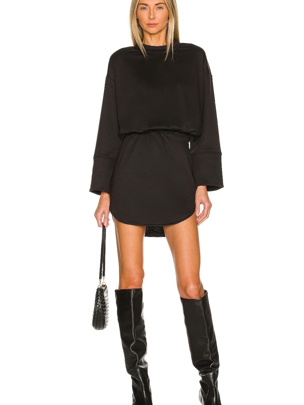 Supersoft Superdown Fleece Black Sweatshirt Mini DressMini Dress S